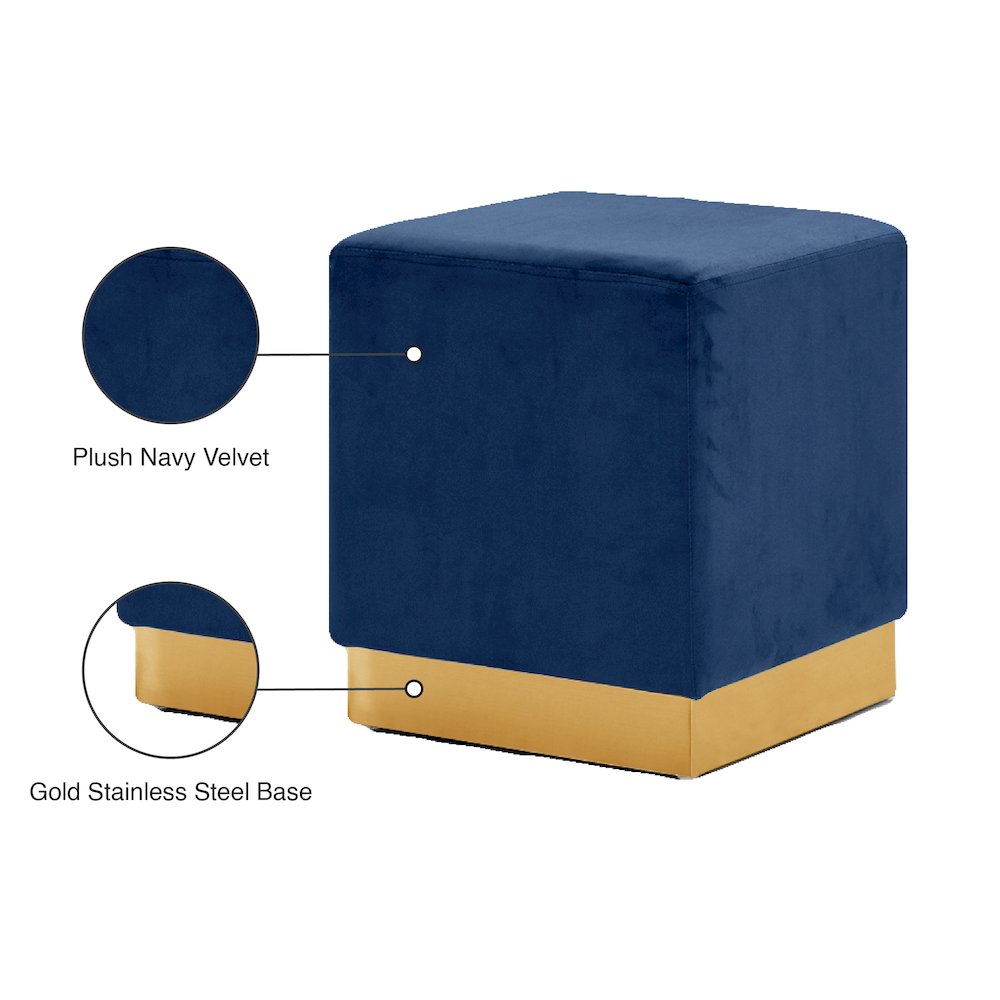 Jax Navy Velvet Ottoman/Stool. Picture 4