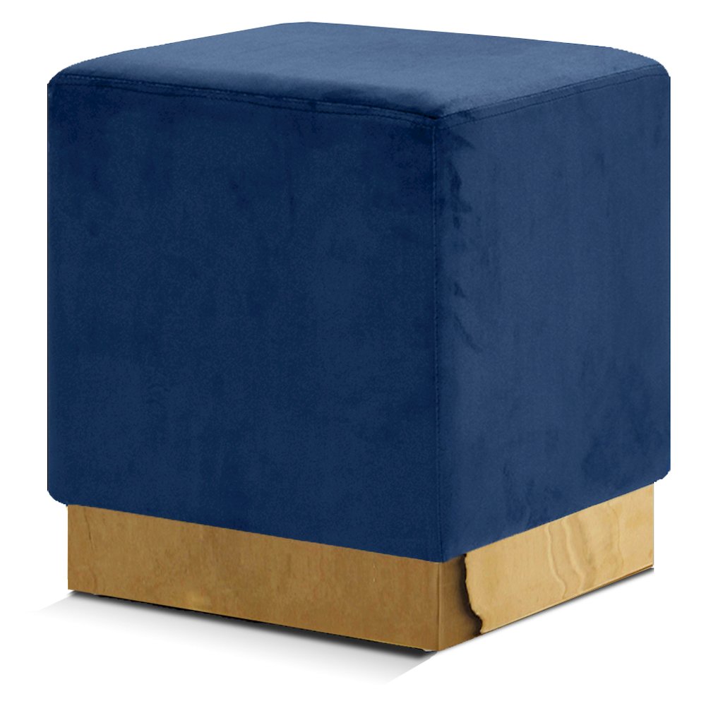 Jax Navy Velvet Ottoman/Stool. Picture 1