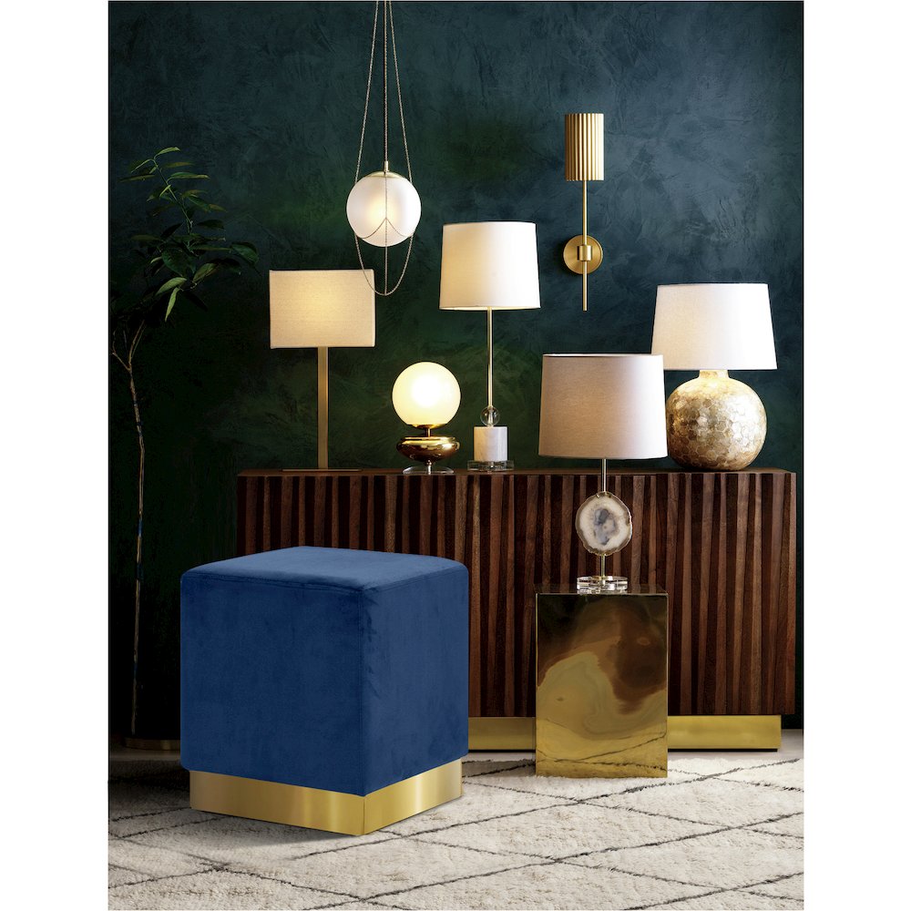 Jax Navy Velvet Ottoman/Stool. Picture 2