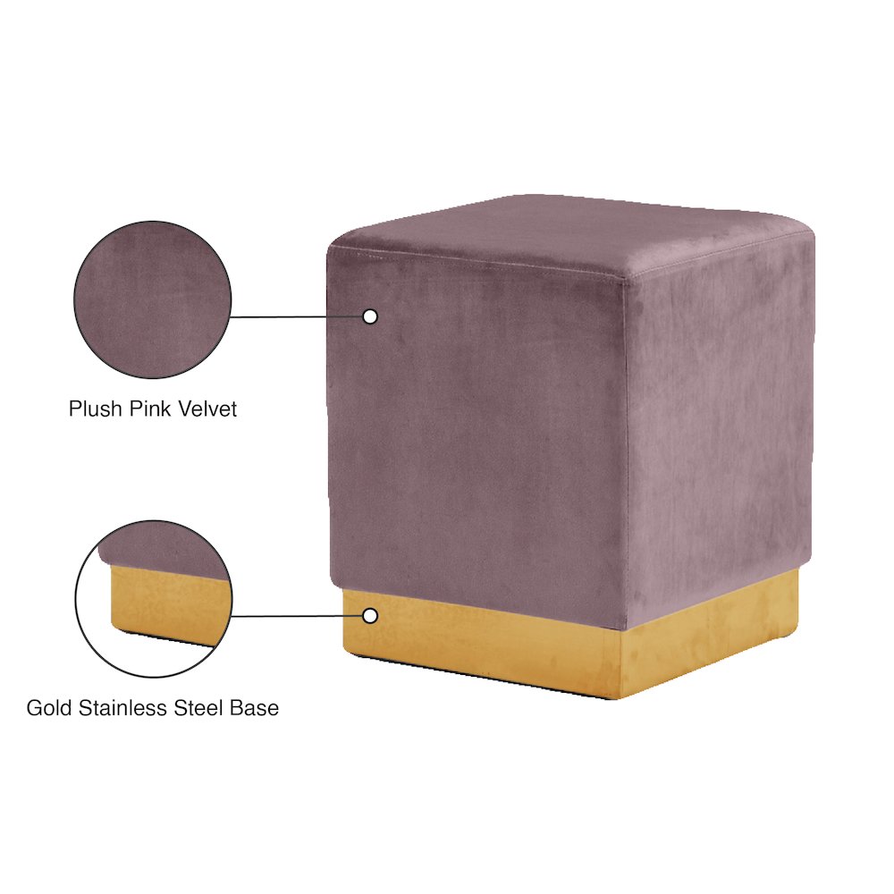 Jax Pink Velvet Ottoman/Stool. Picture 4