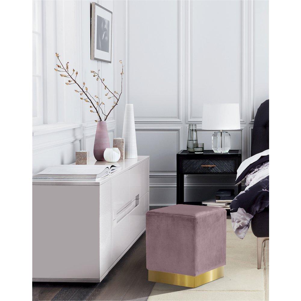 Jax Pink Velvet Ottoman/Stool. Picture 2