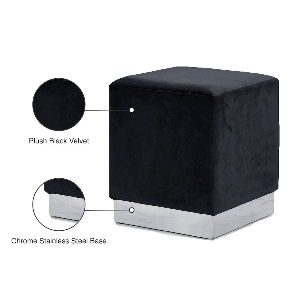 Jax Black Velvet Ottoman/Stool. Picture 4