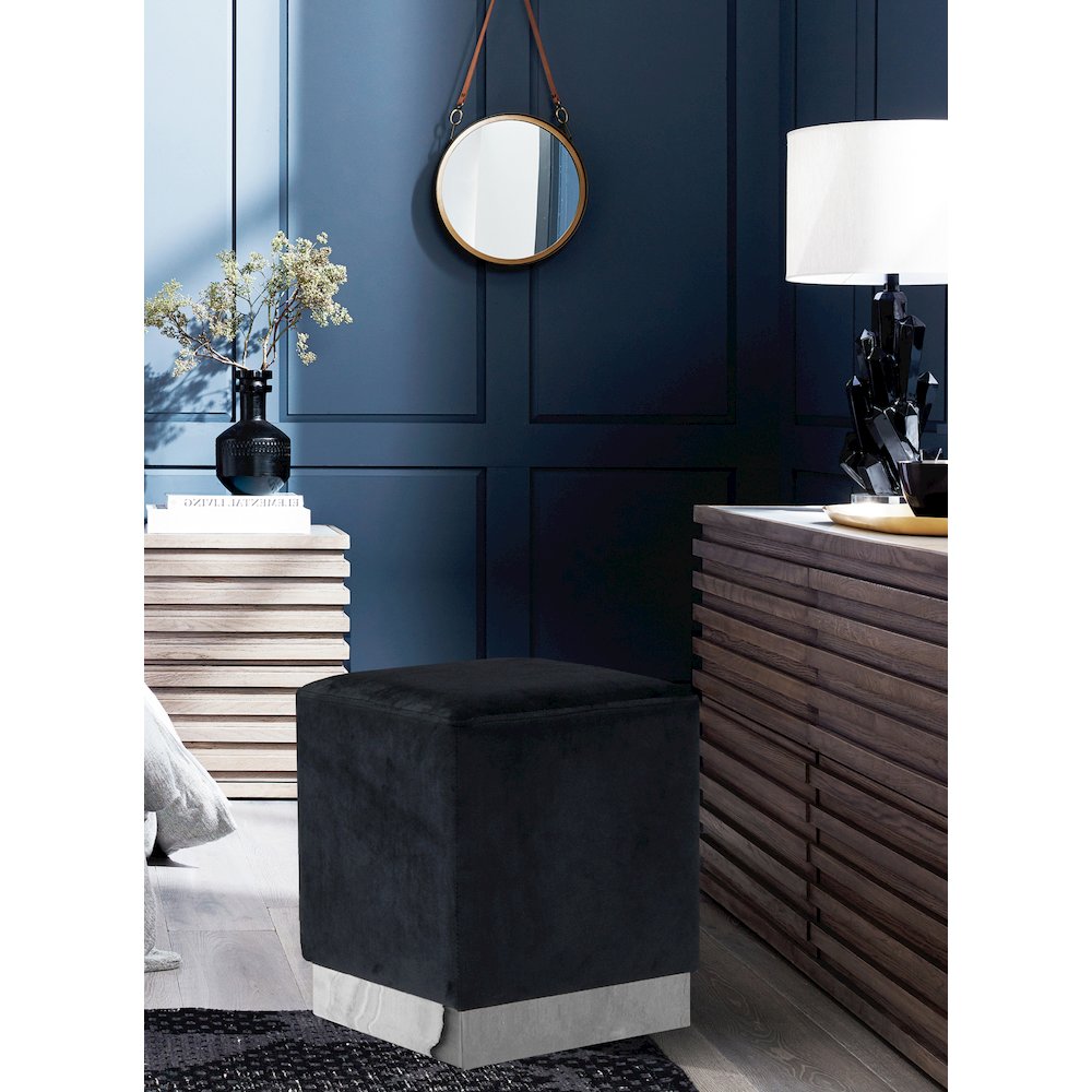 Jax Black Velvet Ottoman/Stool. Picture 2