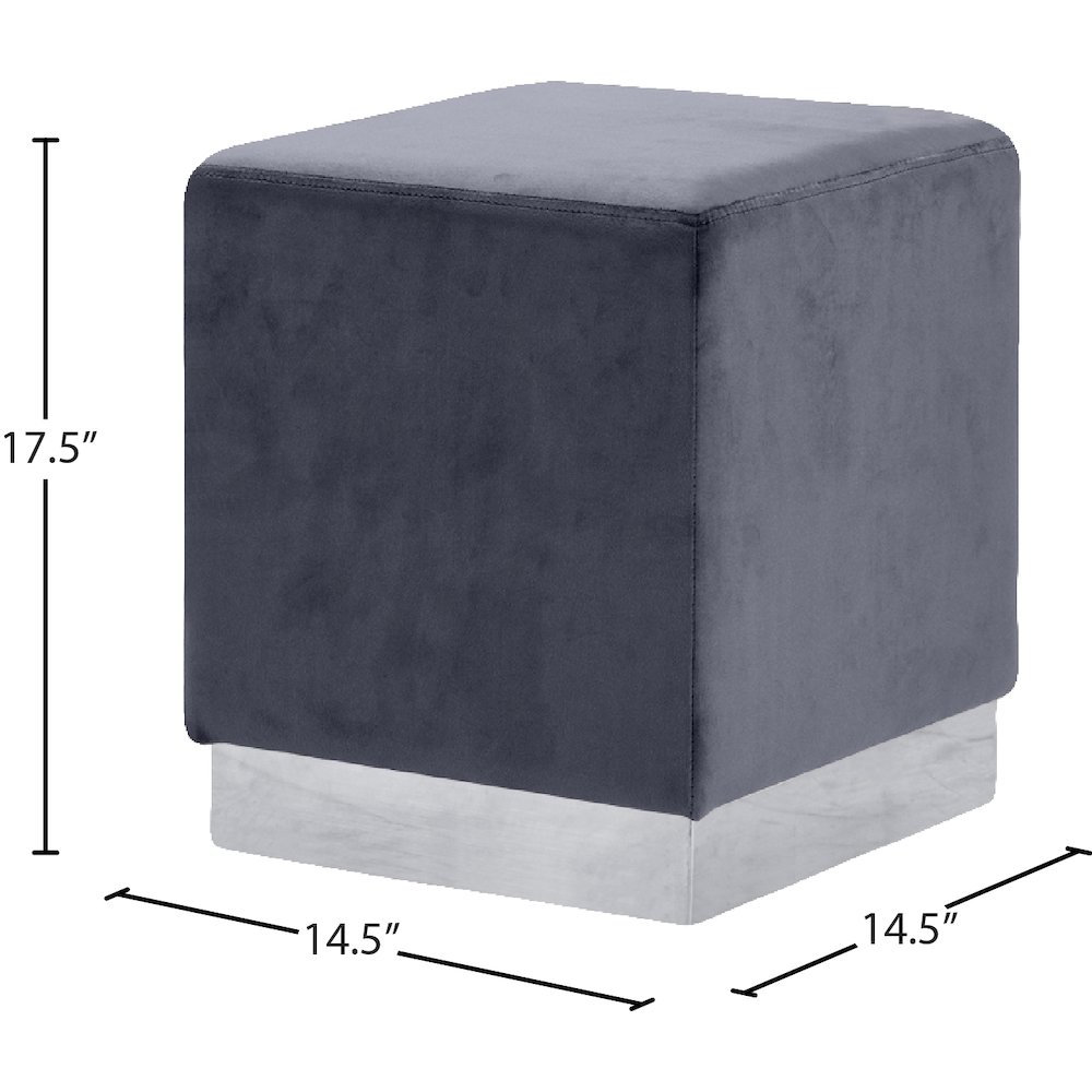 Jax Grey Velvet Ottoman/Stool. Picture 3
