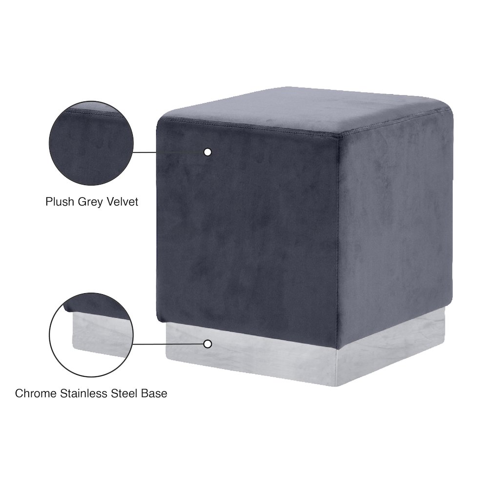 Jax Grey Velvet Ottoman/Stool. Picture 4
