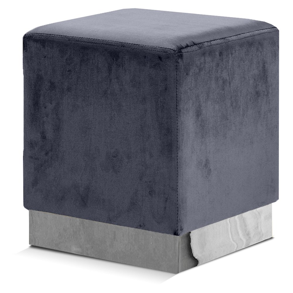 Jax Grey Velvet Ottoman/Stool. Picture 1