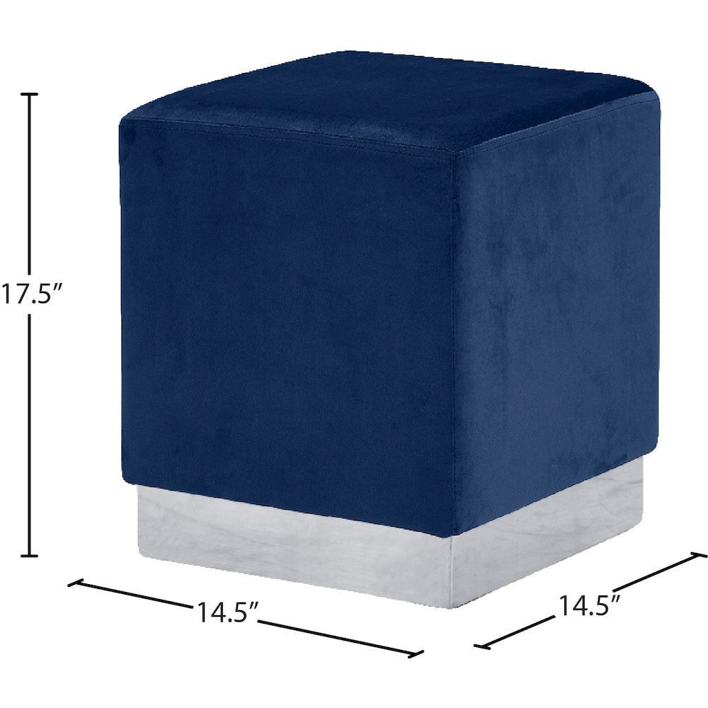 Jax Navy Velvet Ottoman/Stool. Picture 3