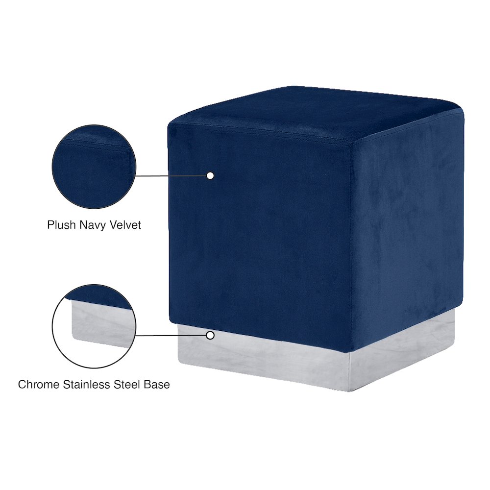 Jax Navy Velvet Ottoman/Stool. Picture 4