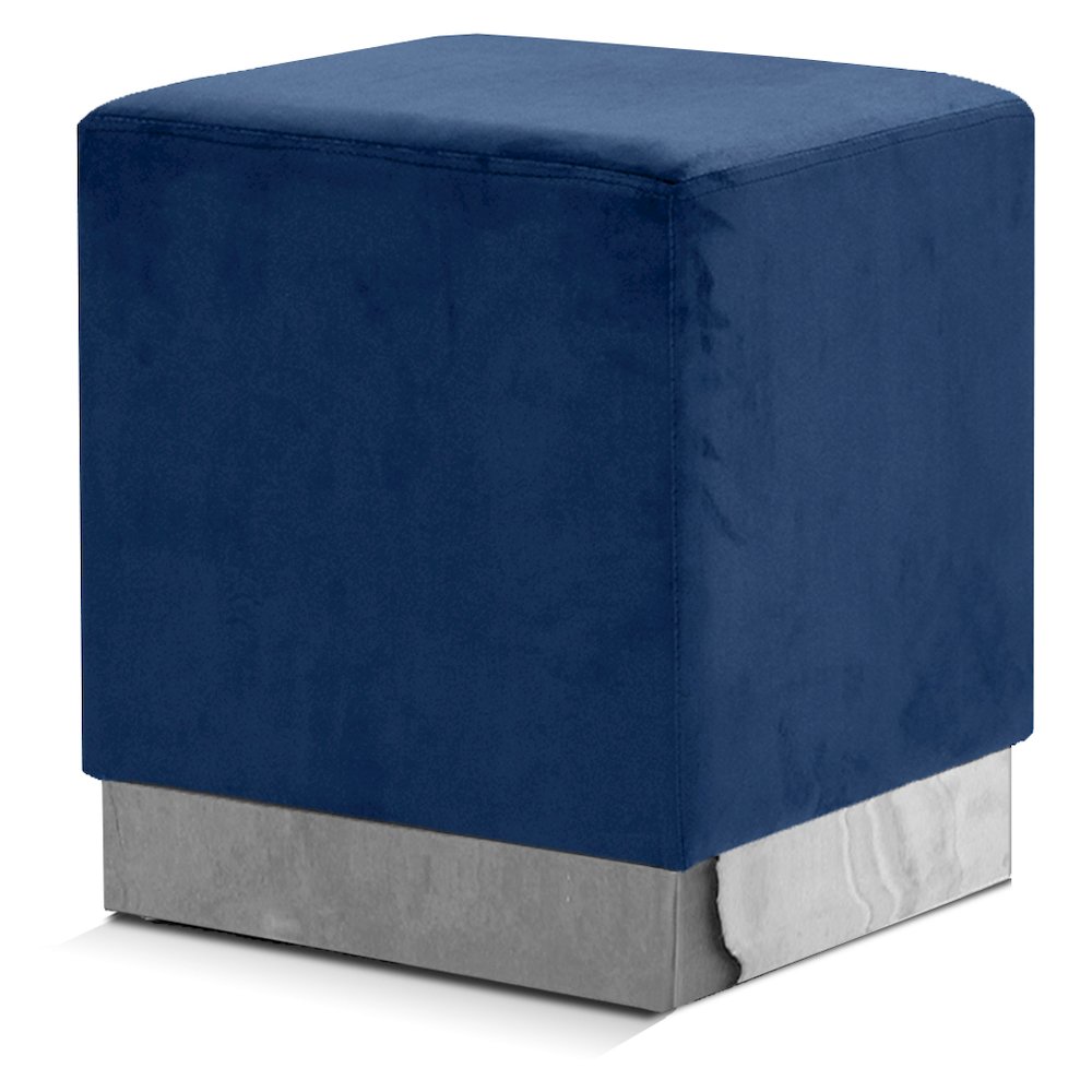 Jax Navy Velvet Ottoman/Stool. Picture 1