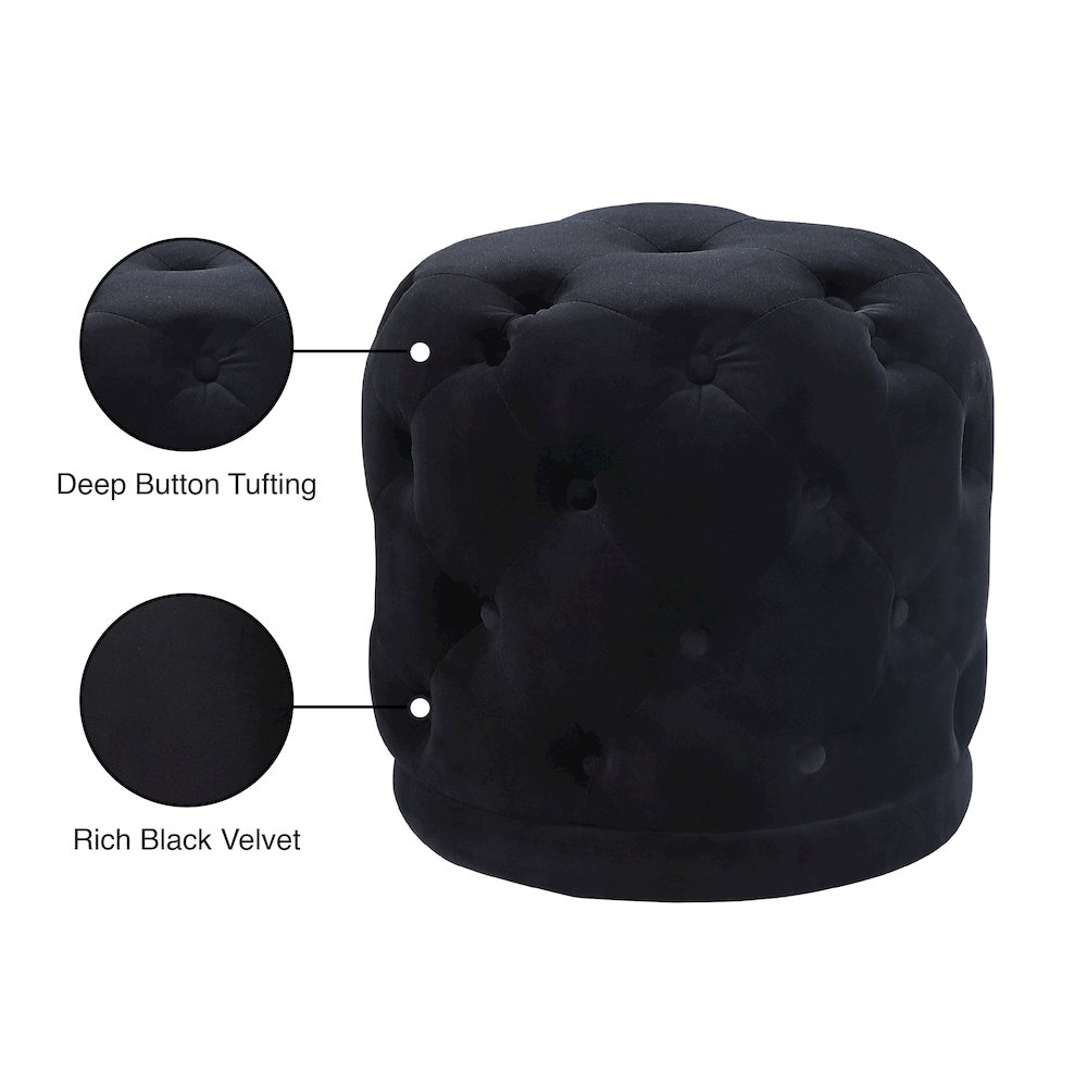 Harper Black Velvet Ottoman/Stool. Picture 4