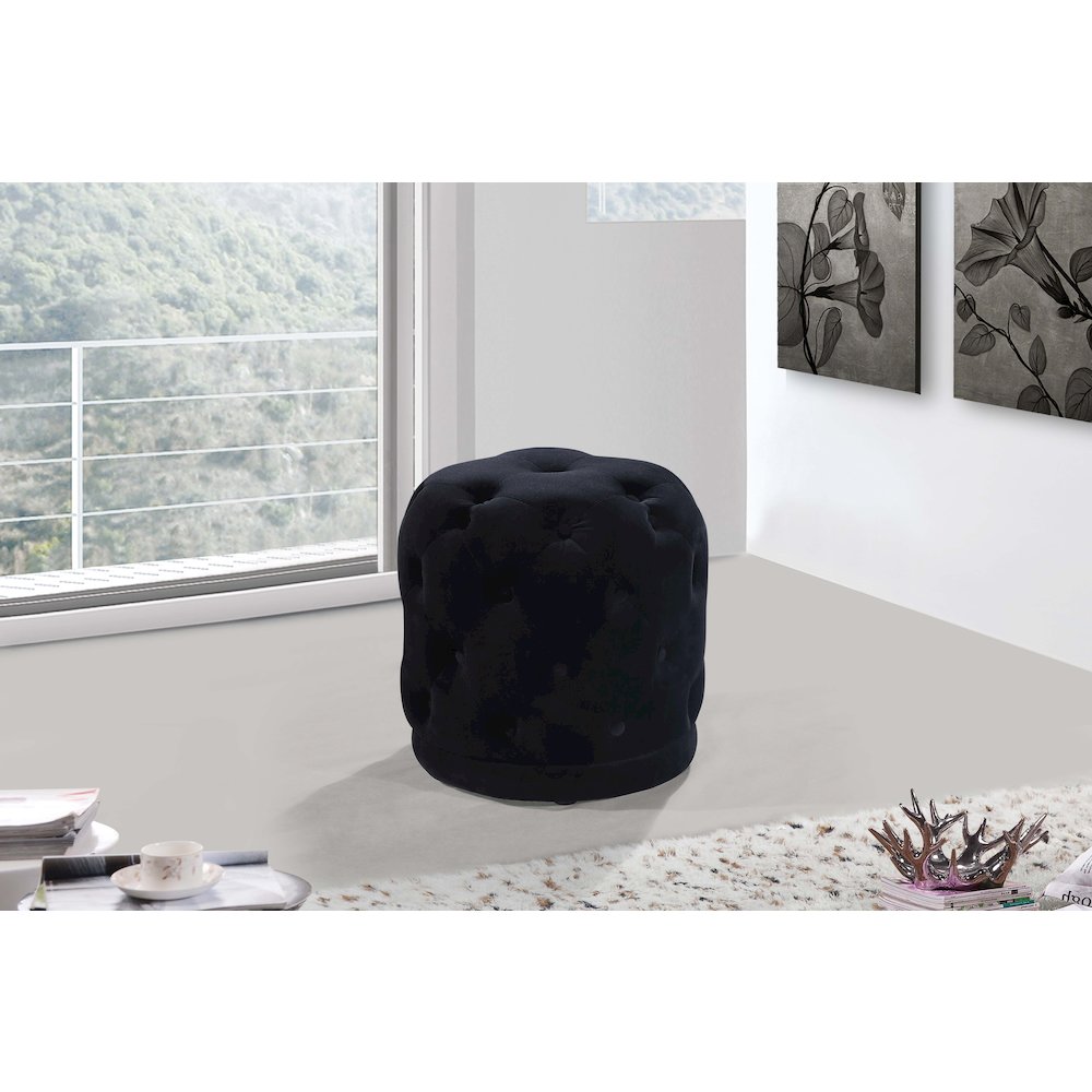 Harper Black Velvet Ottoman/Stool. Picture 2