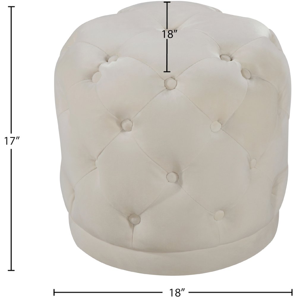 Harper Cream Velvet Ottoman/Stool. Picture 3