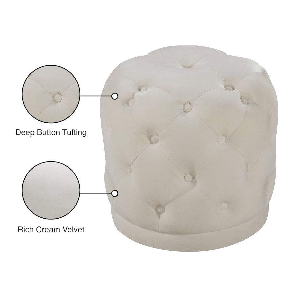 Harper Cream Velvet Ottoman/Stool. Picture 4