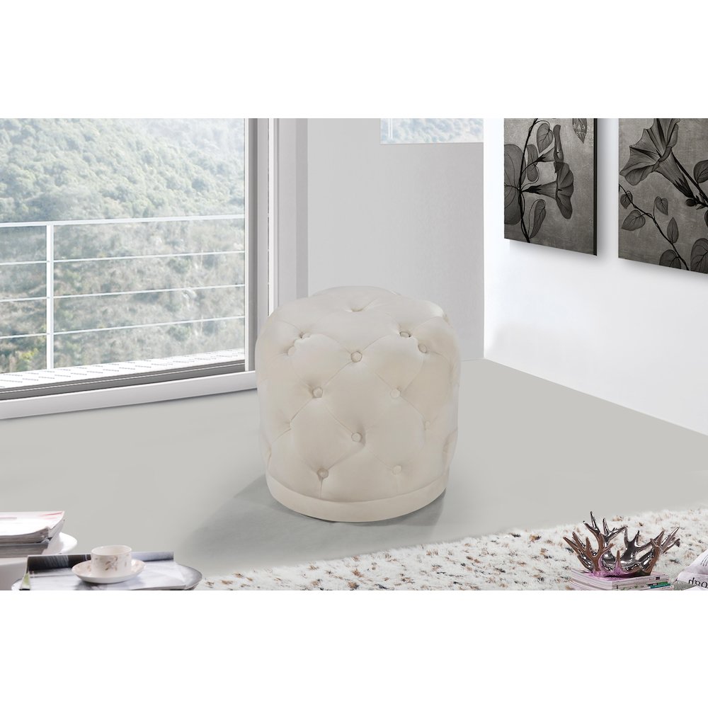 Harper Cream Velvet Ottoman/Stool. Picture 2