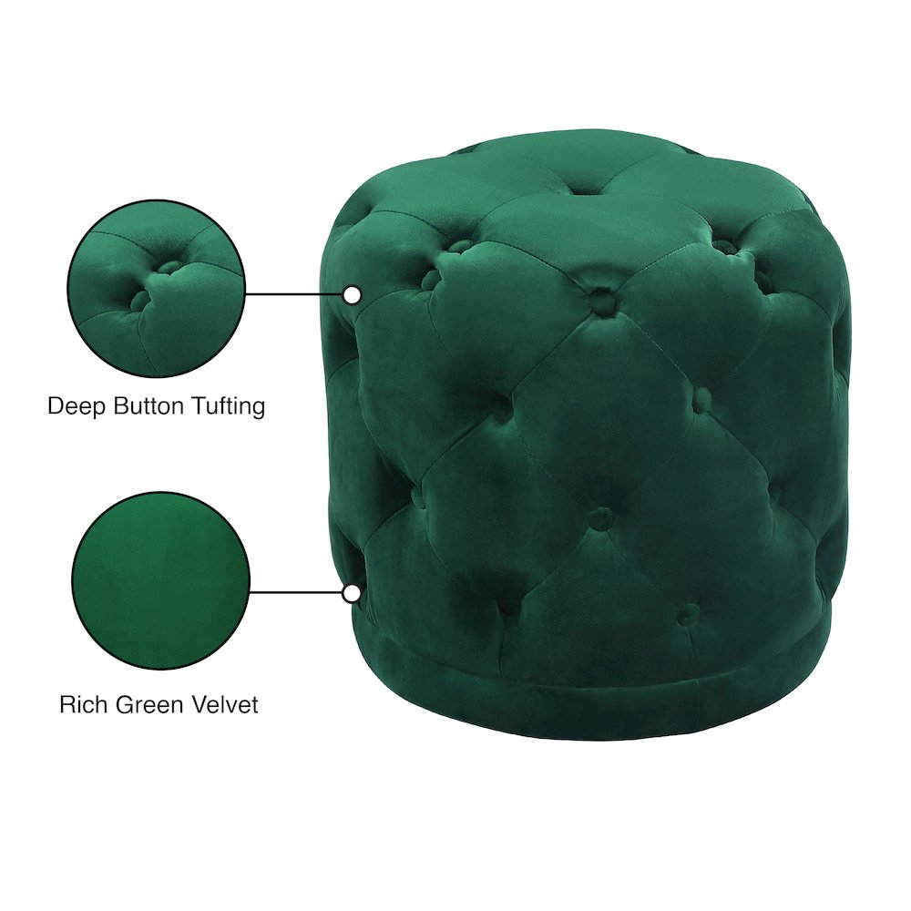 Harper Green Velvet Ottoman/Stool. Picture 4