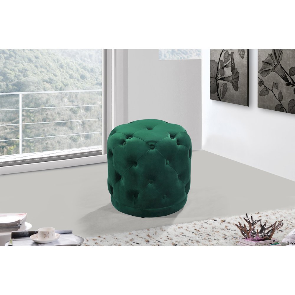Harper Green Velvet Ottoman/Stool. Picture 2