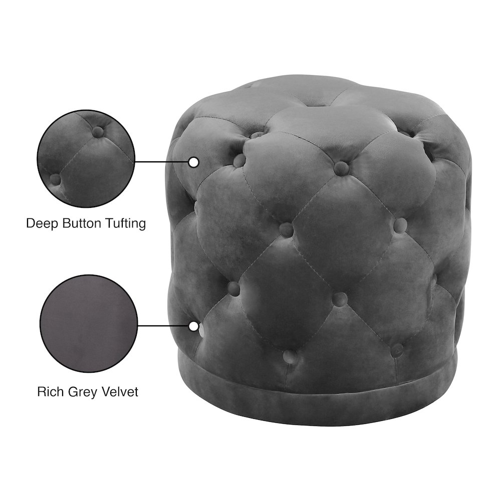 Harper Grey Velvet Ottoman/Stool. Picture 4