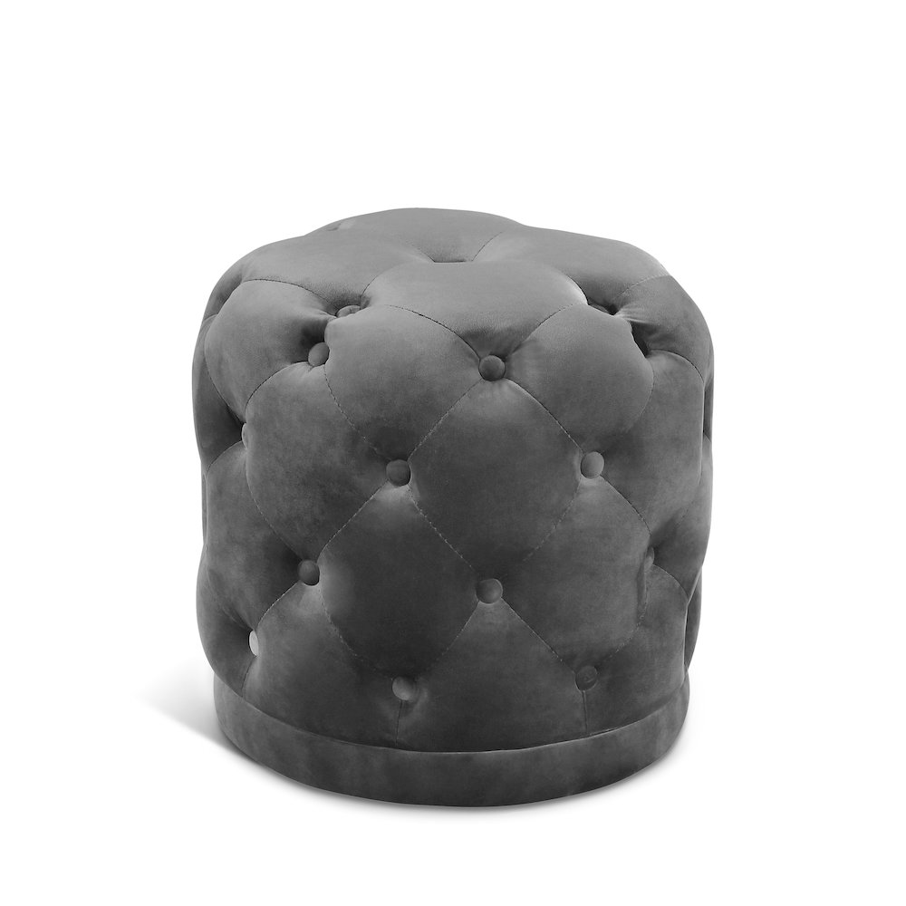 Harper Grey Velvet Ottoman/Stool. Picture 1