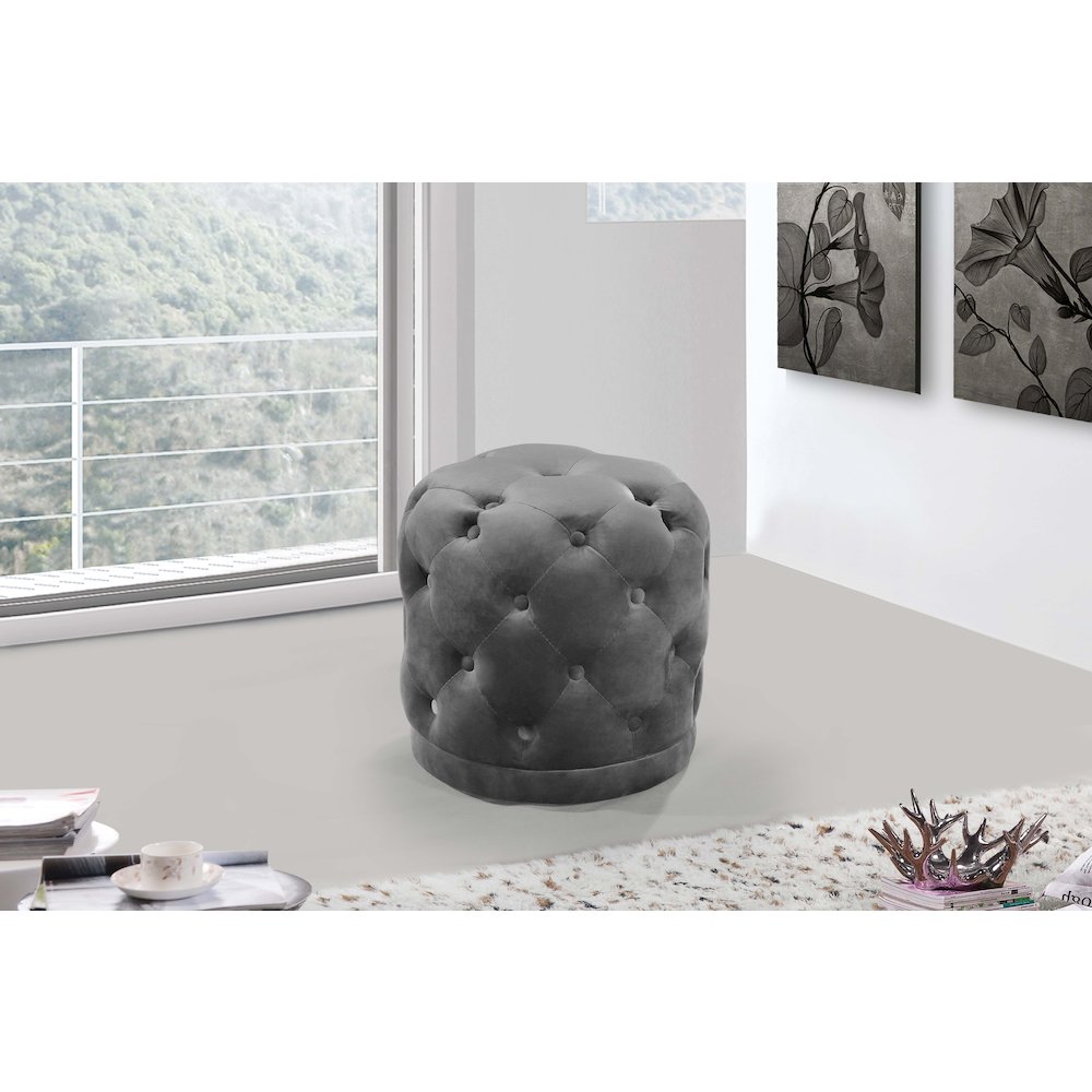 Harper Grey Velvet Ottoman/Stool. Picture 2