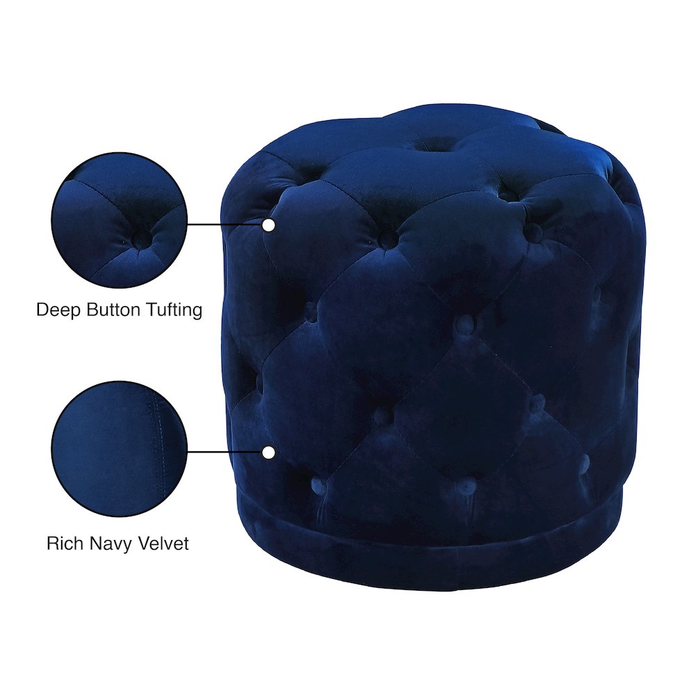 Harper Navy Velvet Ottoman/Stool. Picture 4