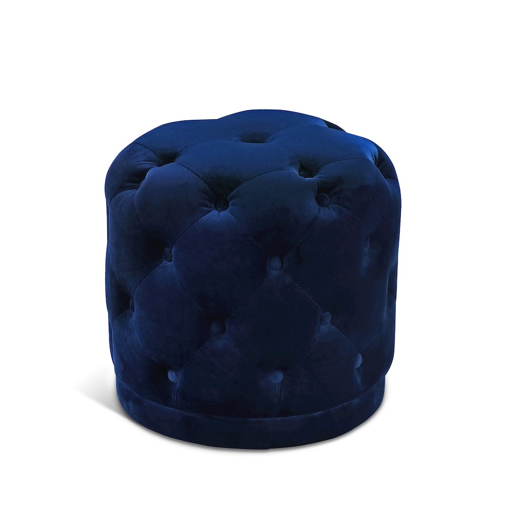 Harper Navy Velvet Ottoman/Stool. Picture 1