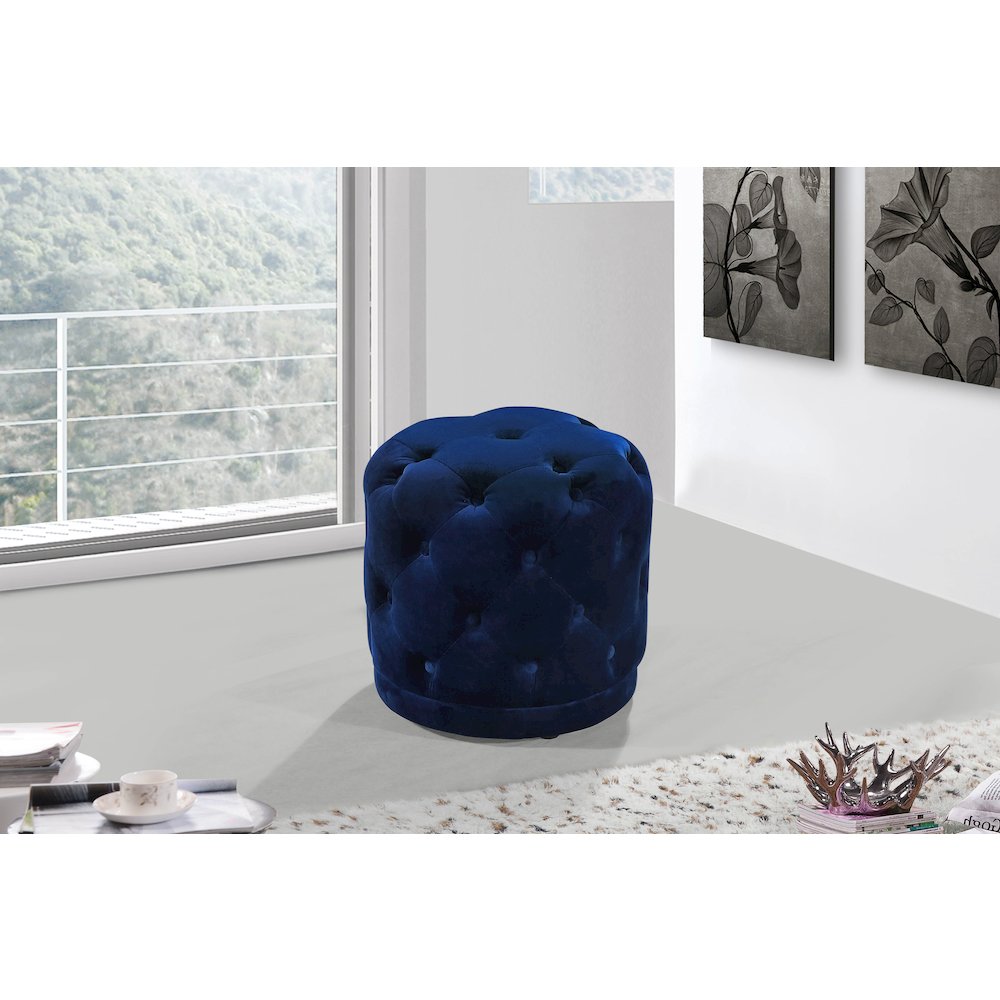 Harper Navy Velvet Ottoman/Stool. Picture 2