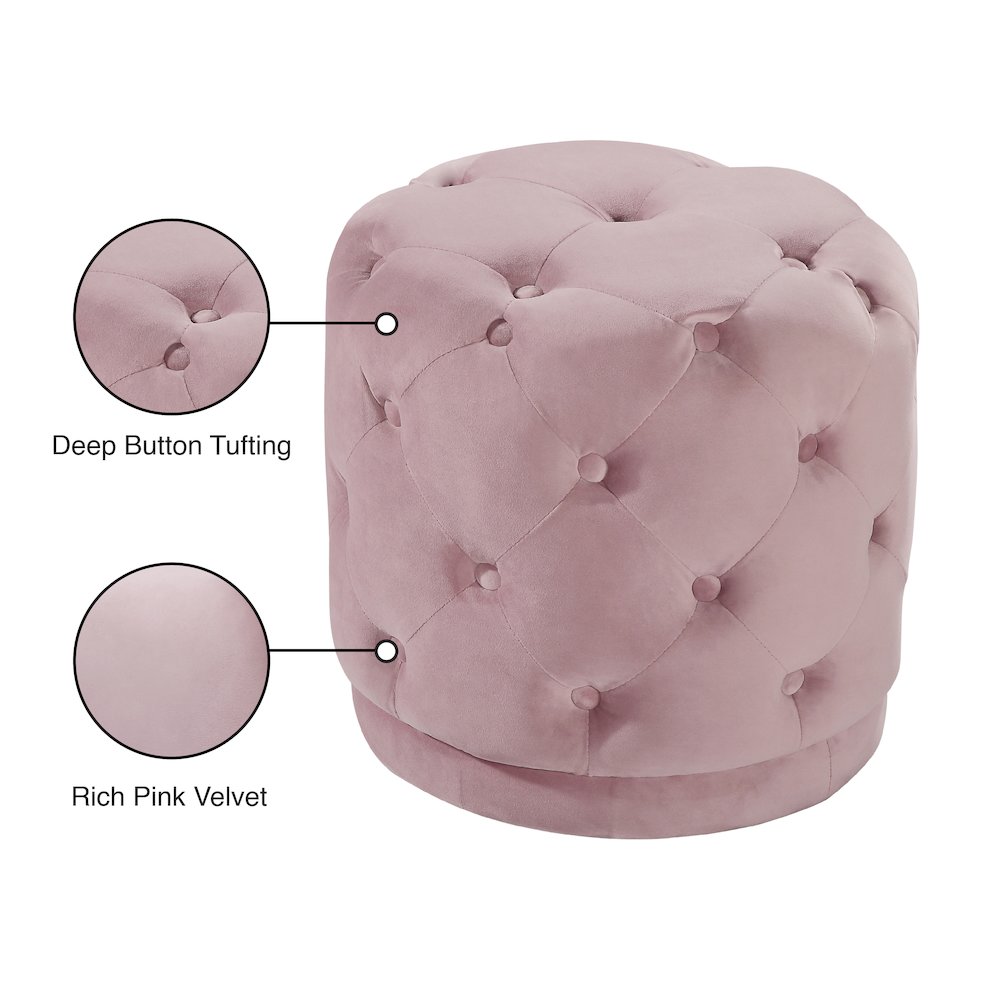 Harper Pink Velvet Ottoman/Stool. Picture 4