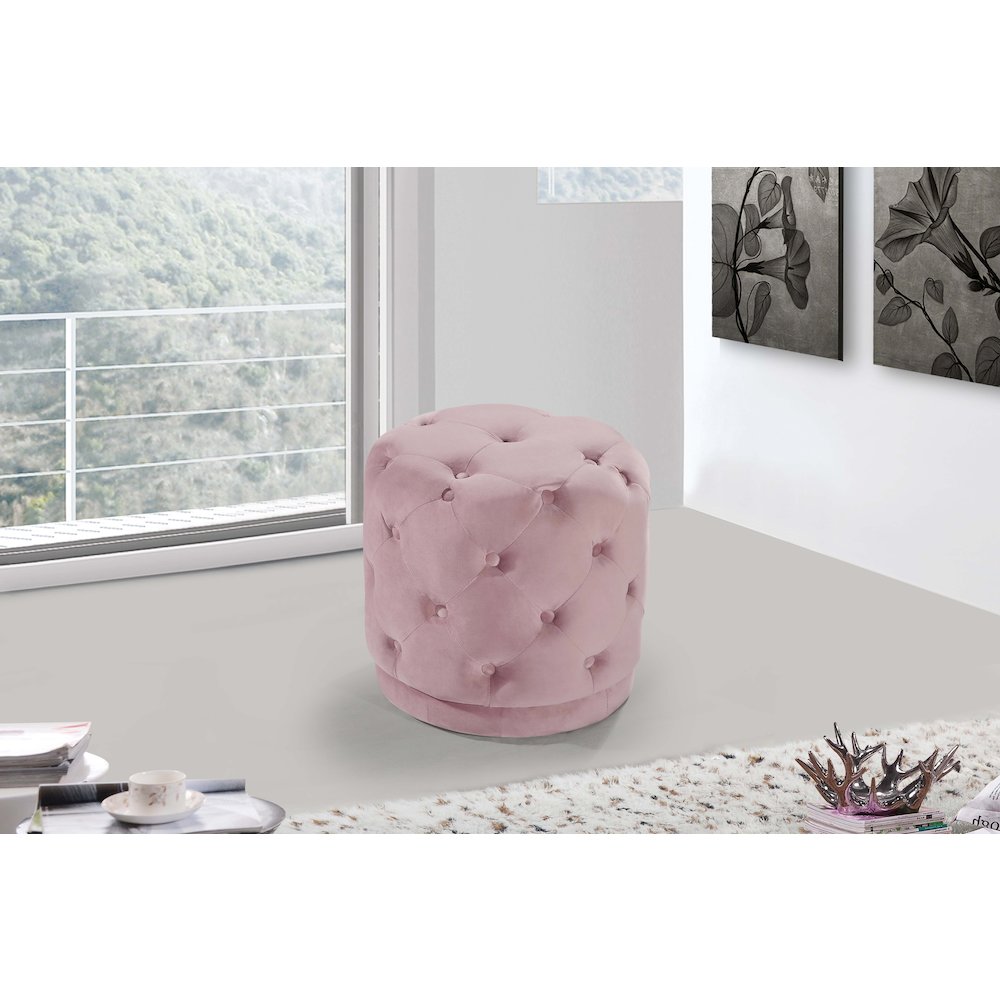 Harper Pink Velvet Ottoman/Stool. Picture 2