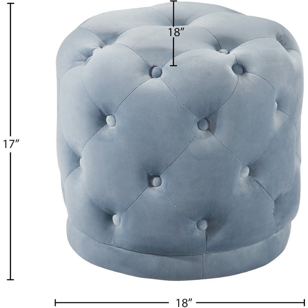 Harper Sky Blue Velvet Ottoman/Stool. Picture 3