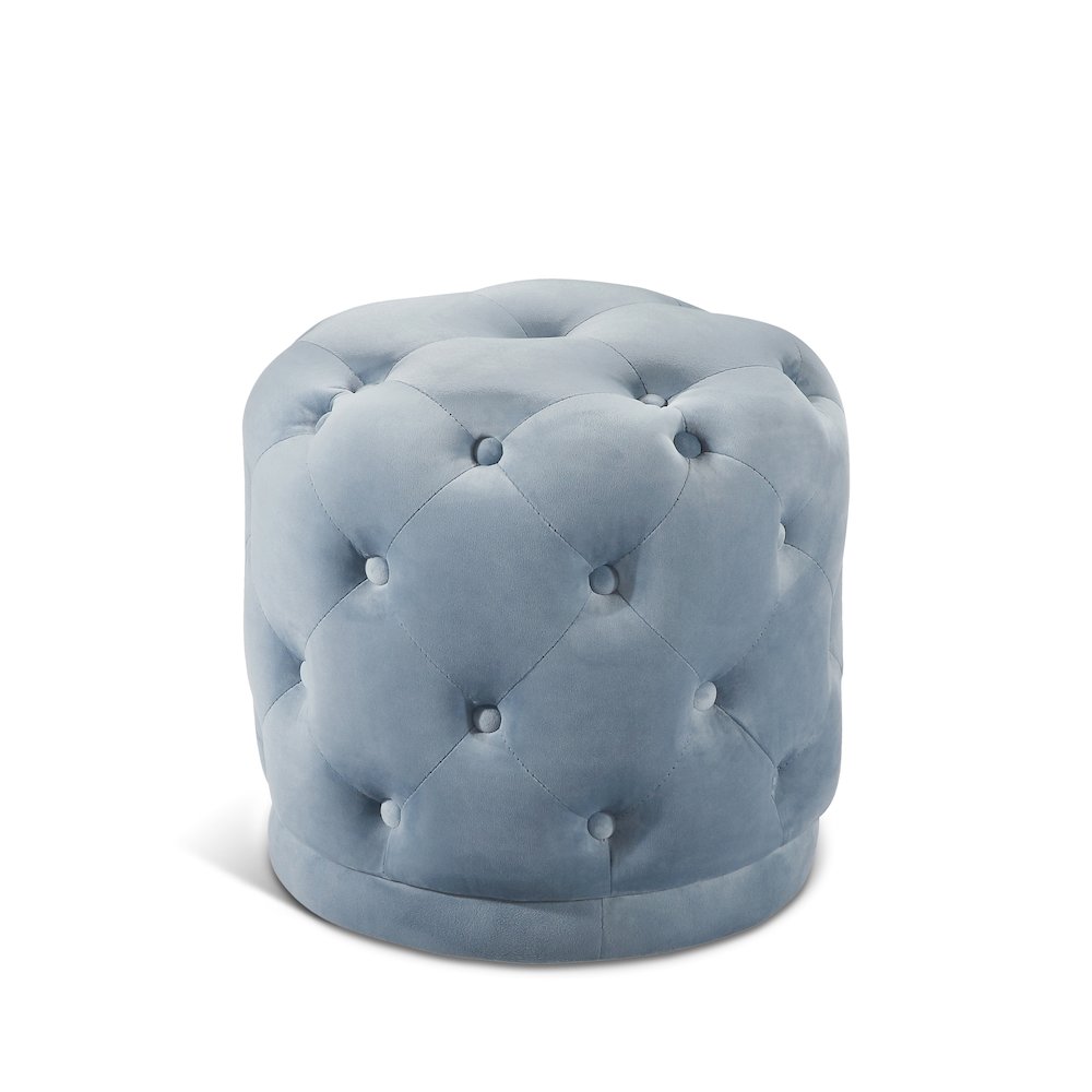 Harper Sky Blue Velvet Ottoman/Stool. Picture 1