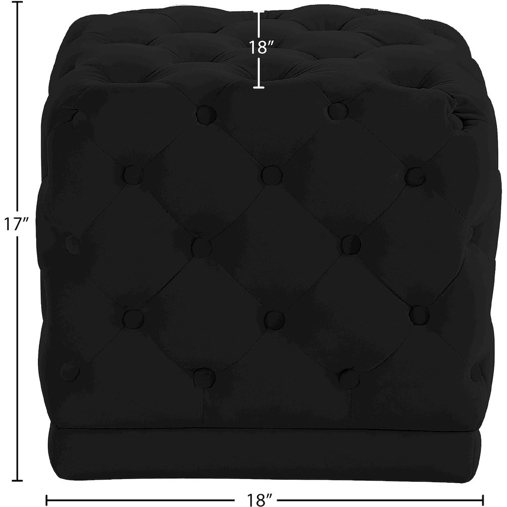 Stella Black Velvet Ottoman/Stool. Picture 3