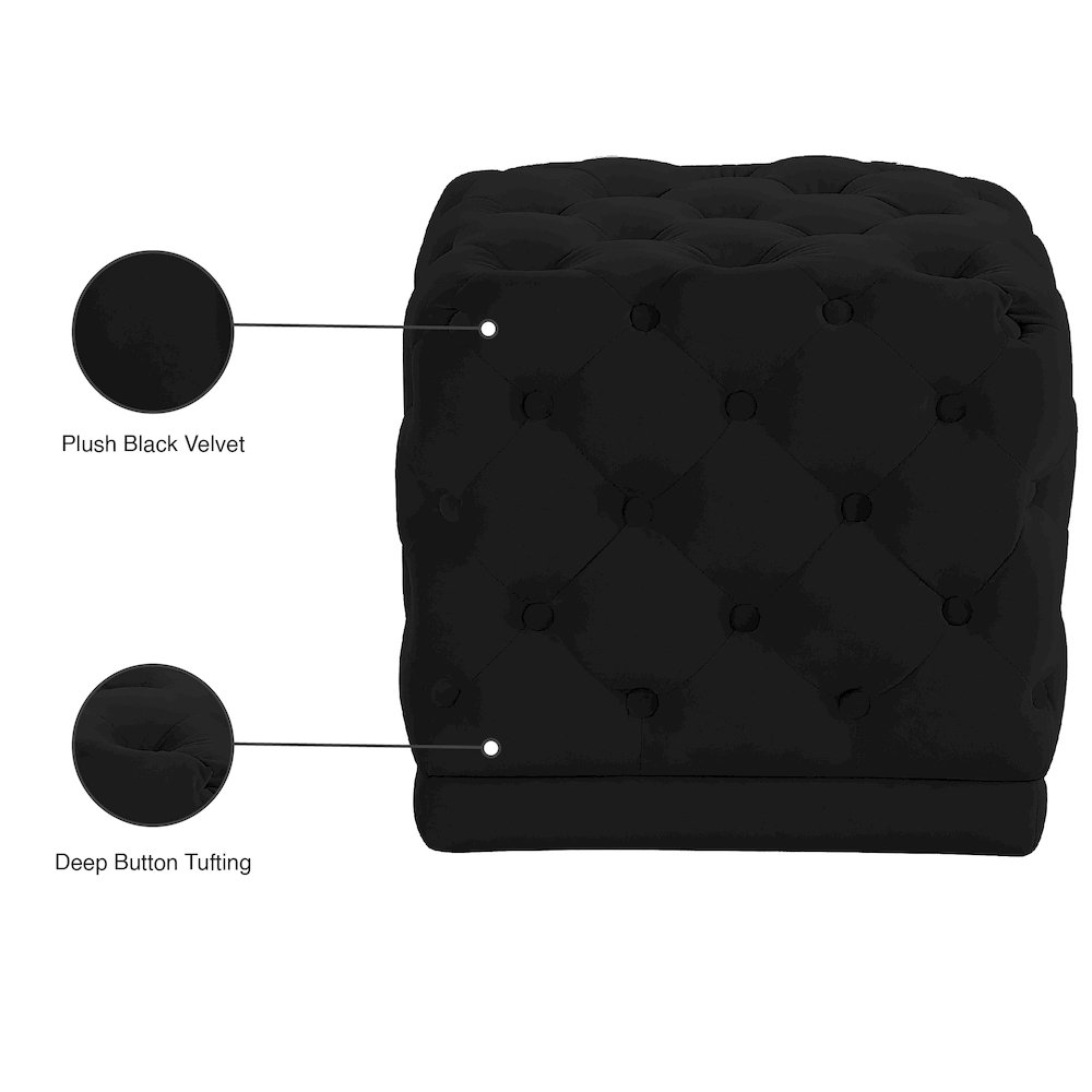 Stella Black Velvet Ottoman/Stool. Picture 4