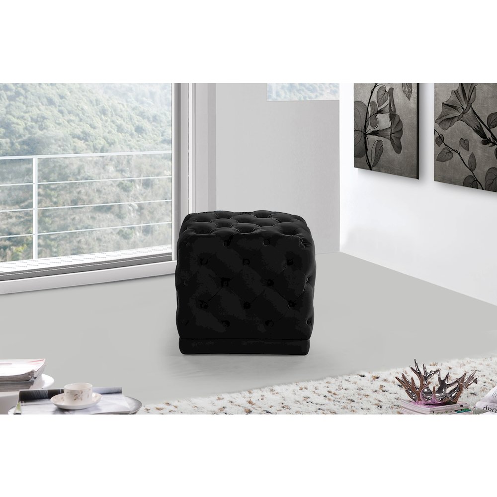 Stella Black Velvet Ottoman/Stool. Picture 2