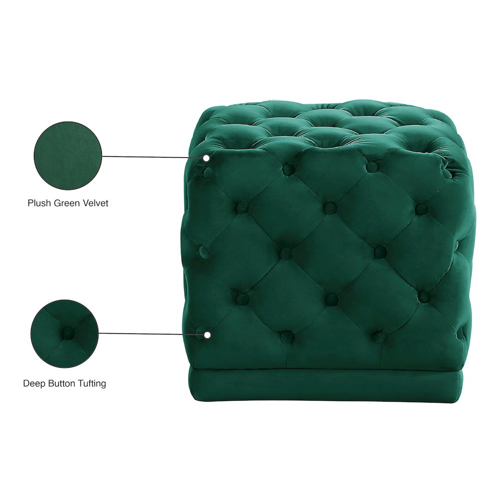 Stella Green Velvet Ottoman/Stool. Picture 4