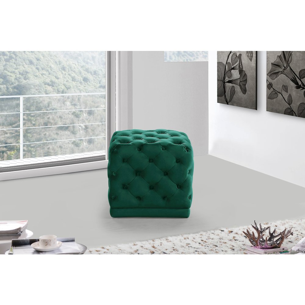 Stella Green Velvet Ottoman/Stool. Picture 2