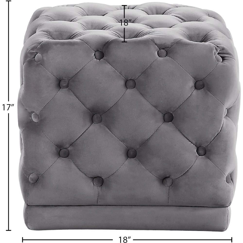 Stella Grey Velvet Ottoman/Stool. Picture 3
