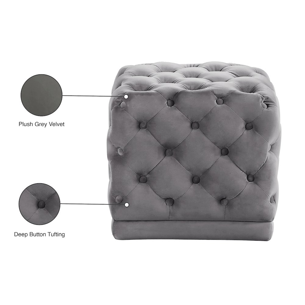 Stella Grey Velvet Ottoman/Stool. Picture 4