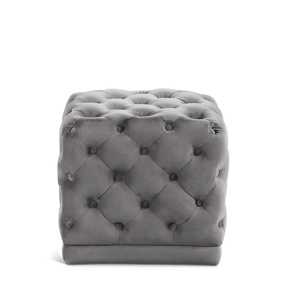 Stella Grey Velvet Ottoman/Stool. Picture 1