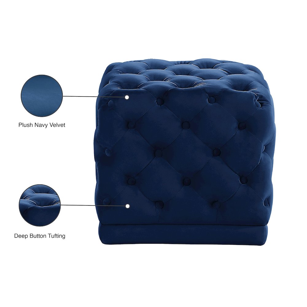 Stella Navy Velvet Ottoman/Stool. Picture 4