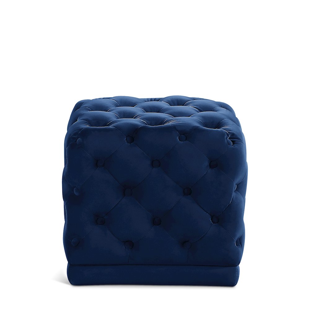 Stella Navy Velvet Ottoman/Stool. Picture 1
