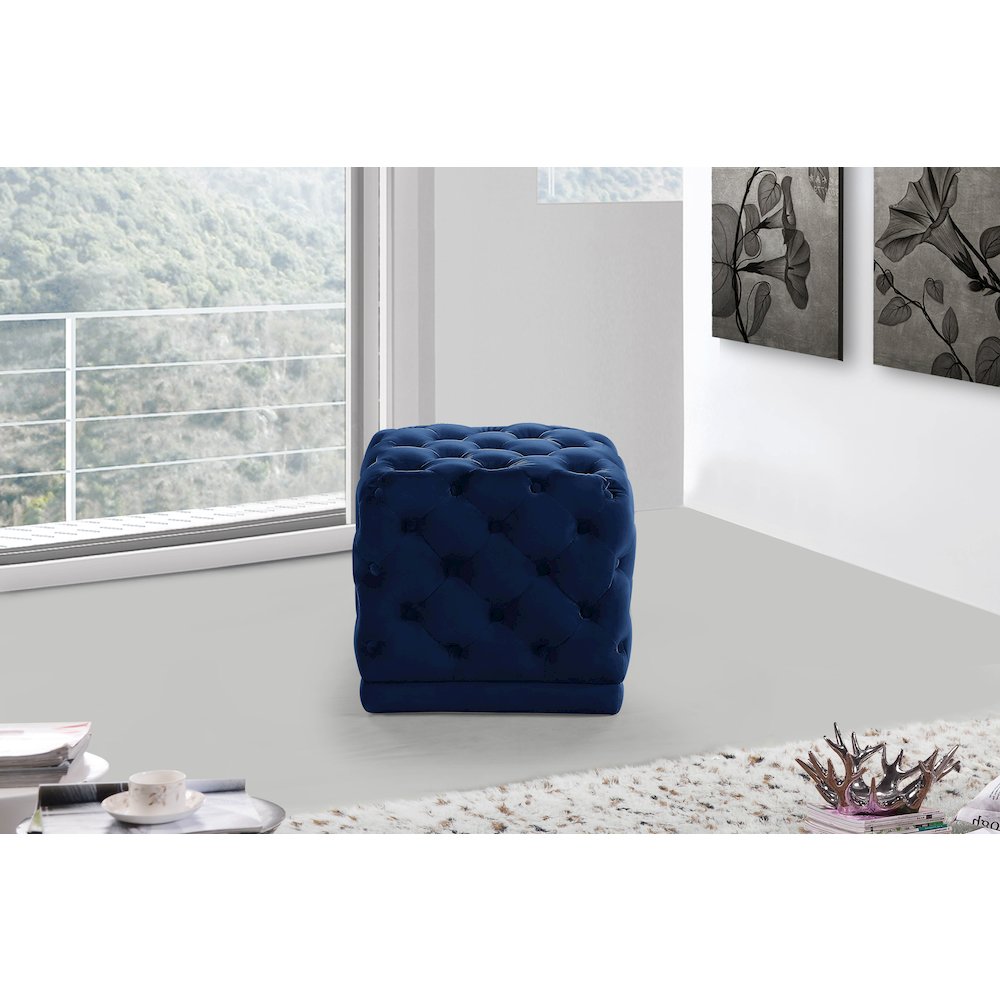 Stella Navy Velvet Ottoman/Stool. Picture 2