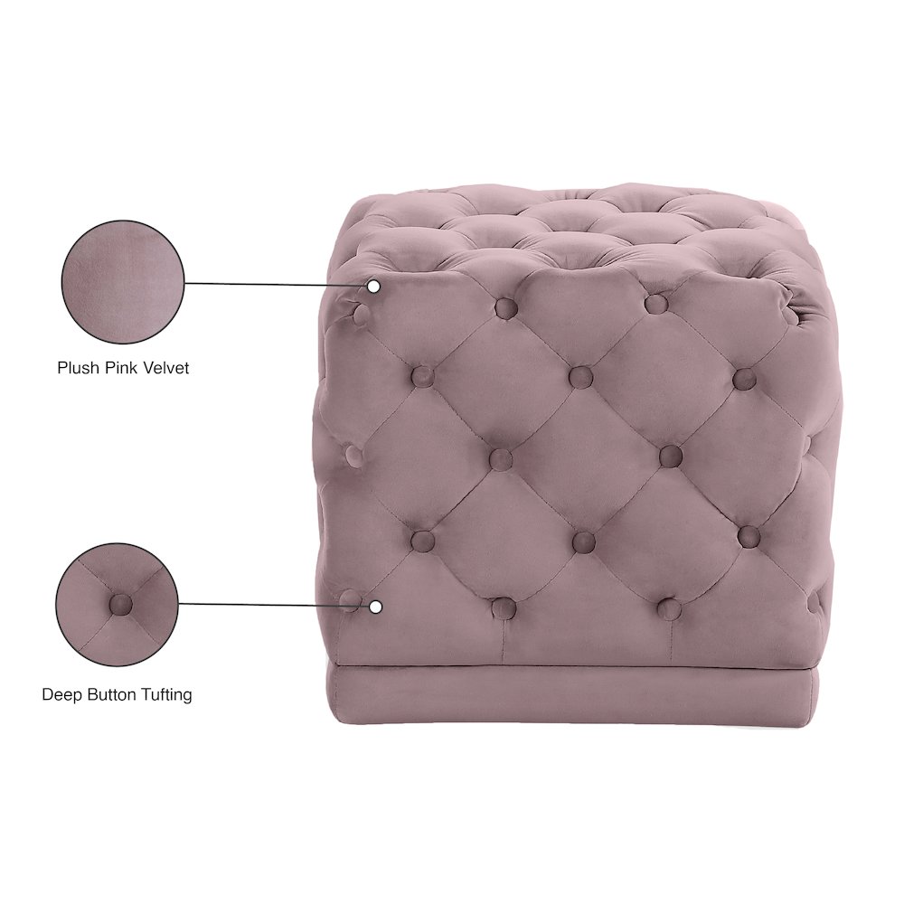 Stella Pink Velvet Ottoman/Stool. Picture 4