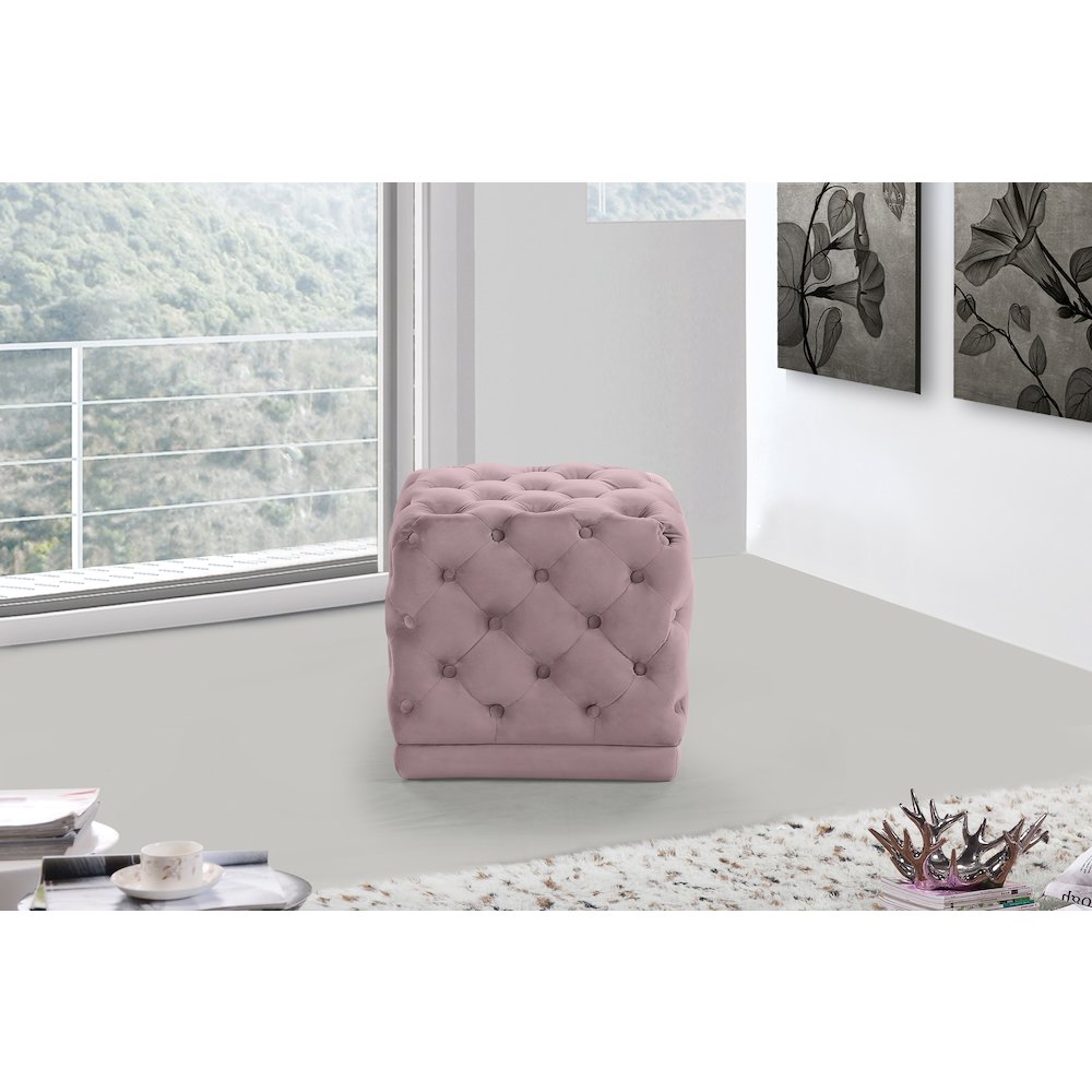 Stella Pink Velvet Ottoman/Stool. Picture 2
