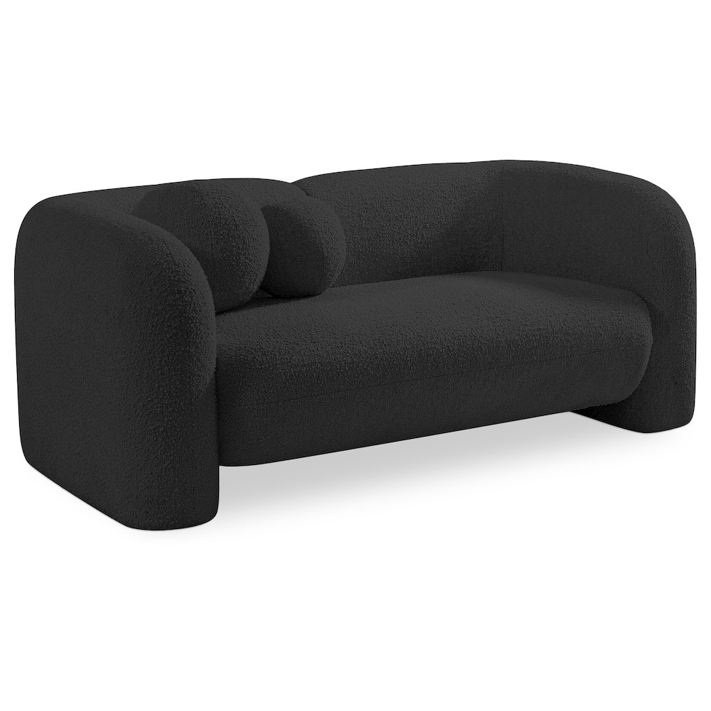 Emory Black Boucle Fabric Loveseat. Picture 1