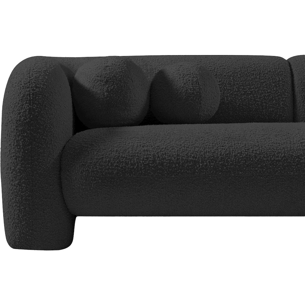 Emory Black Boucle Fabric Loveseat. Picture 13