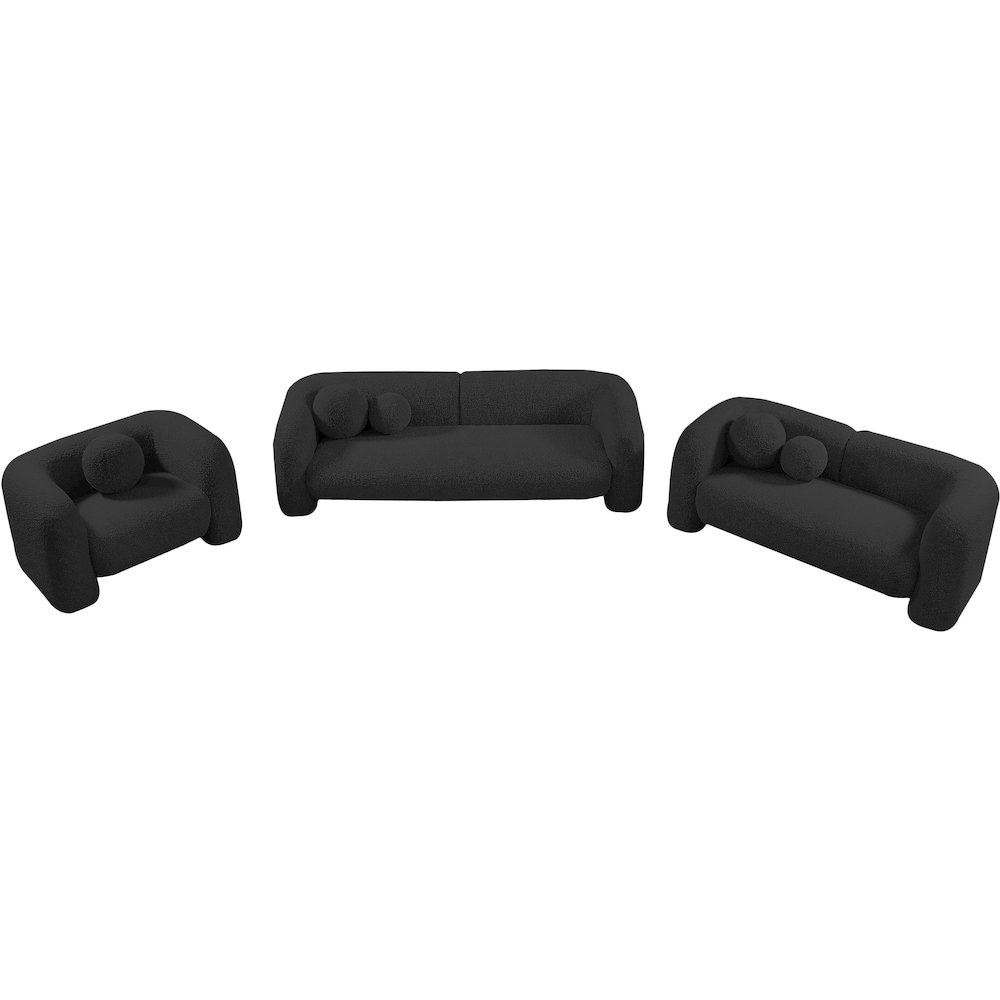 Emory Black Boucle Fabric Loveseat. Picture 14