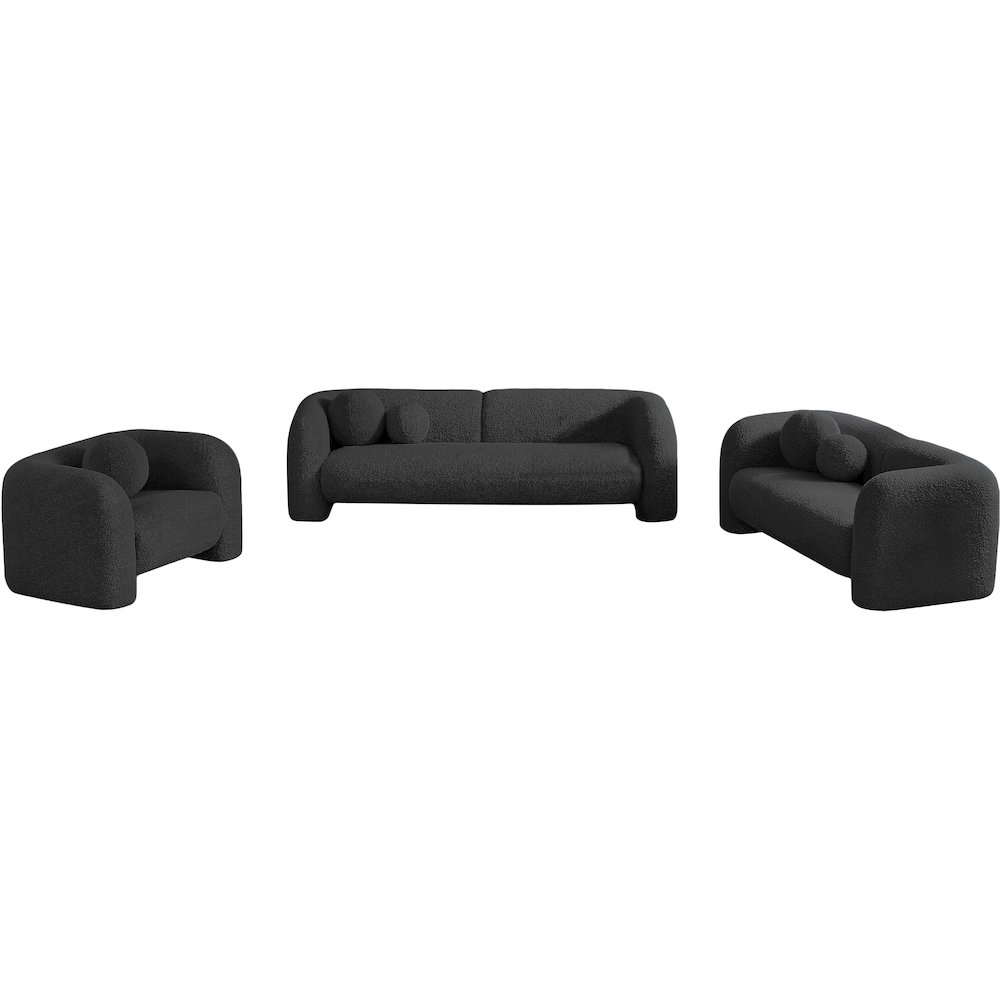 Emory Black Boucle Fabric Loveseat. Picture 15