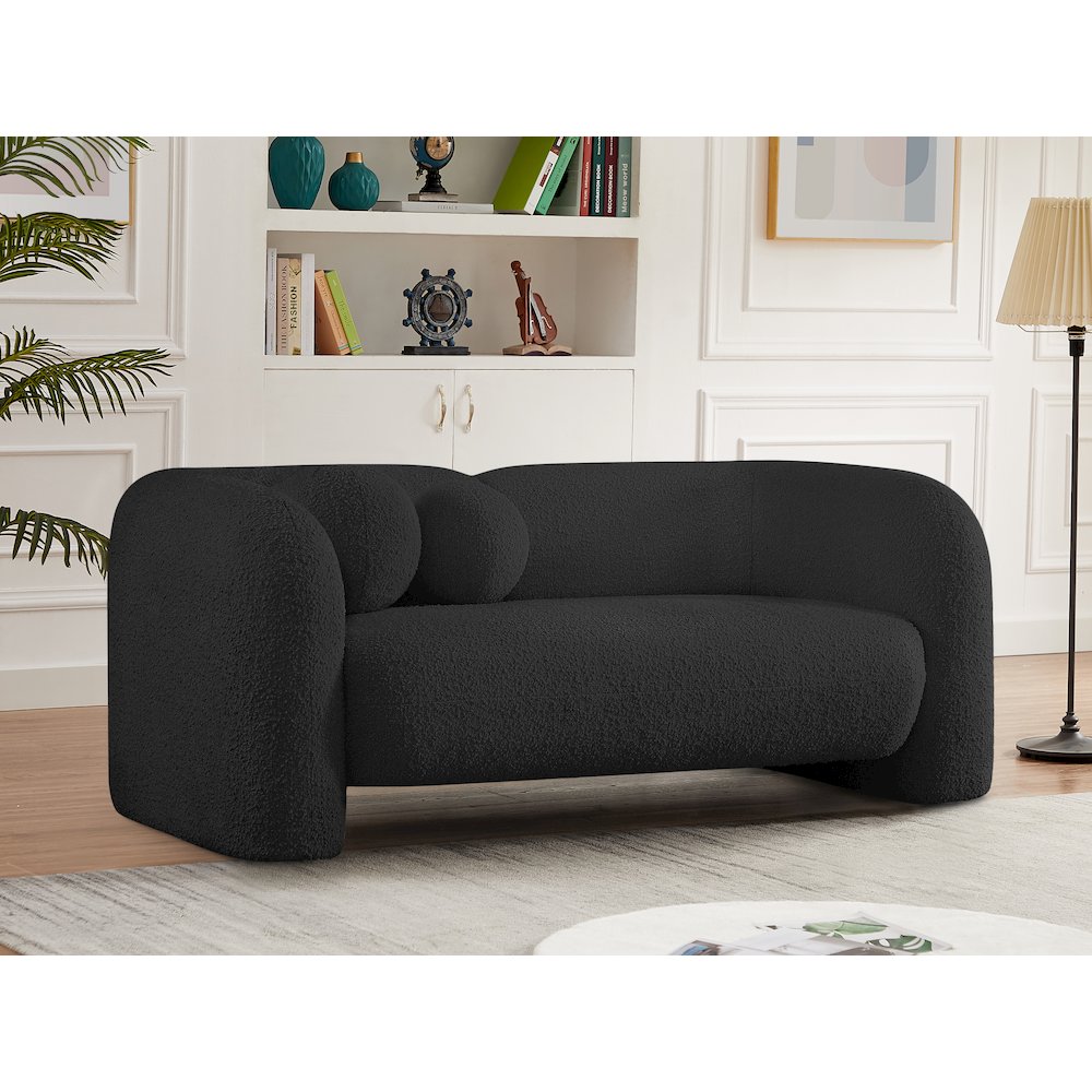 Emory Black Boucle Fabric Loveseat. Picture 2