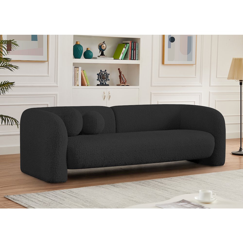Emory Black Boucle Fabric Sofa. Picture 2