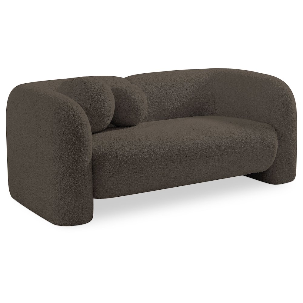 Emory Brown Boucle Fabric Loveseat. Picture 1